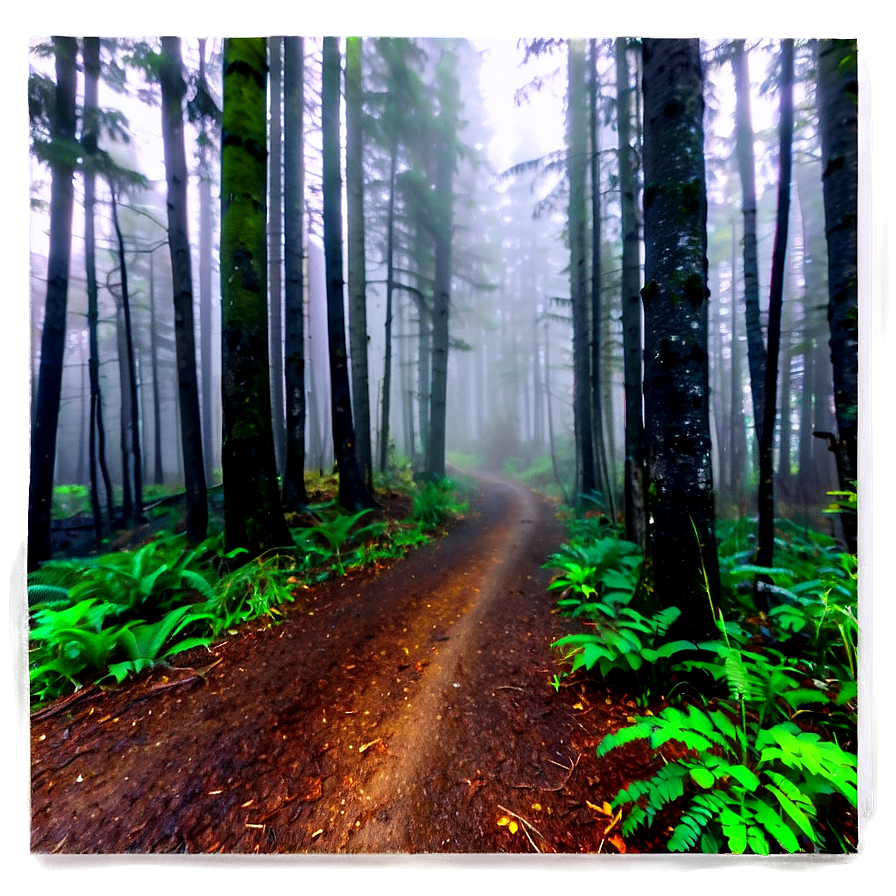 Foggy Forest Trail Photo Png Xug16 PNG Image