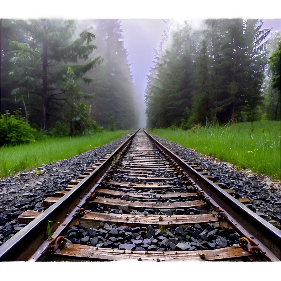 Foggy Train Track Morning Png Lfb46 PNG Image