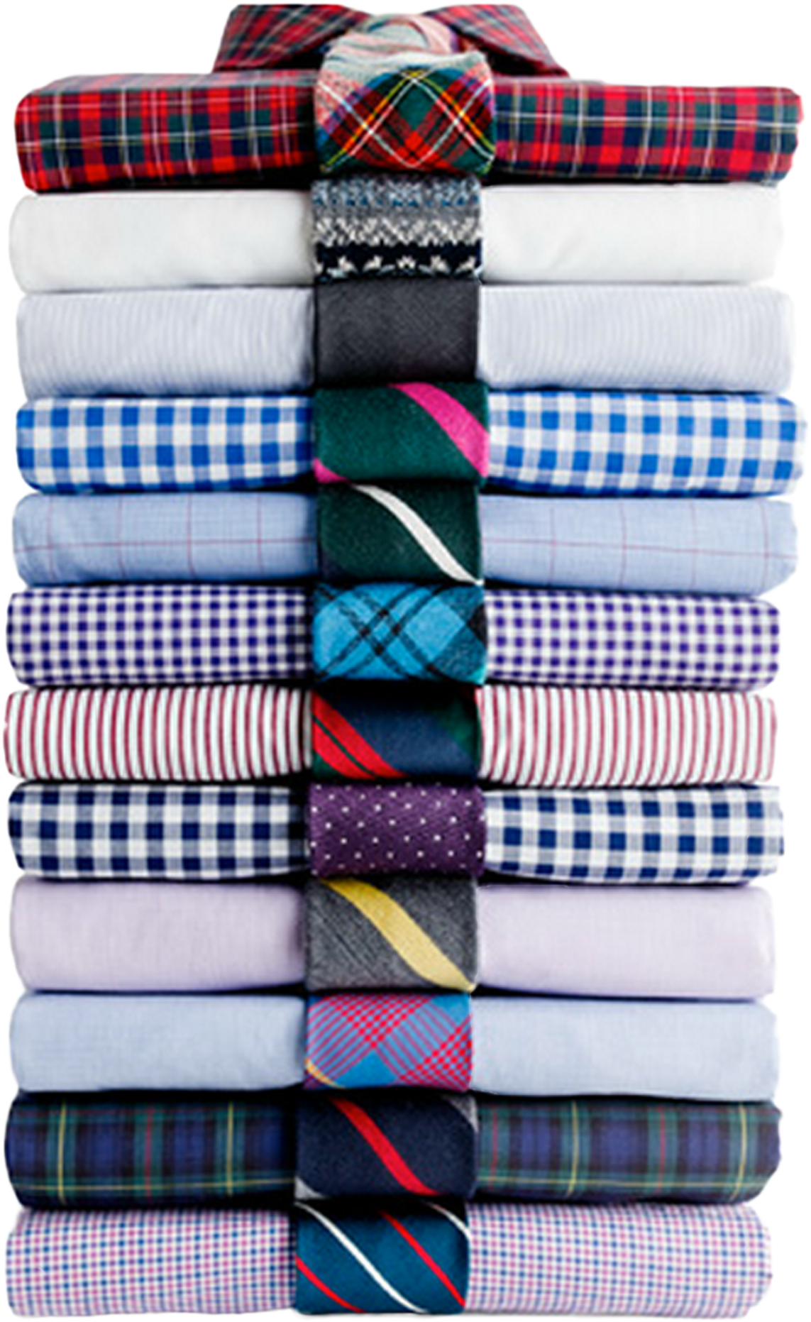 Folded Shirtsand Ties Stack PNG Image