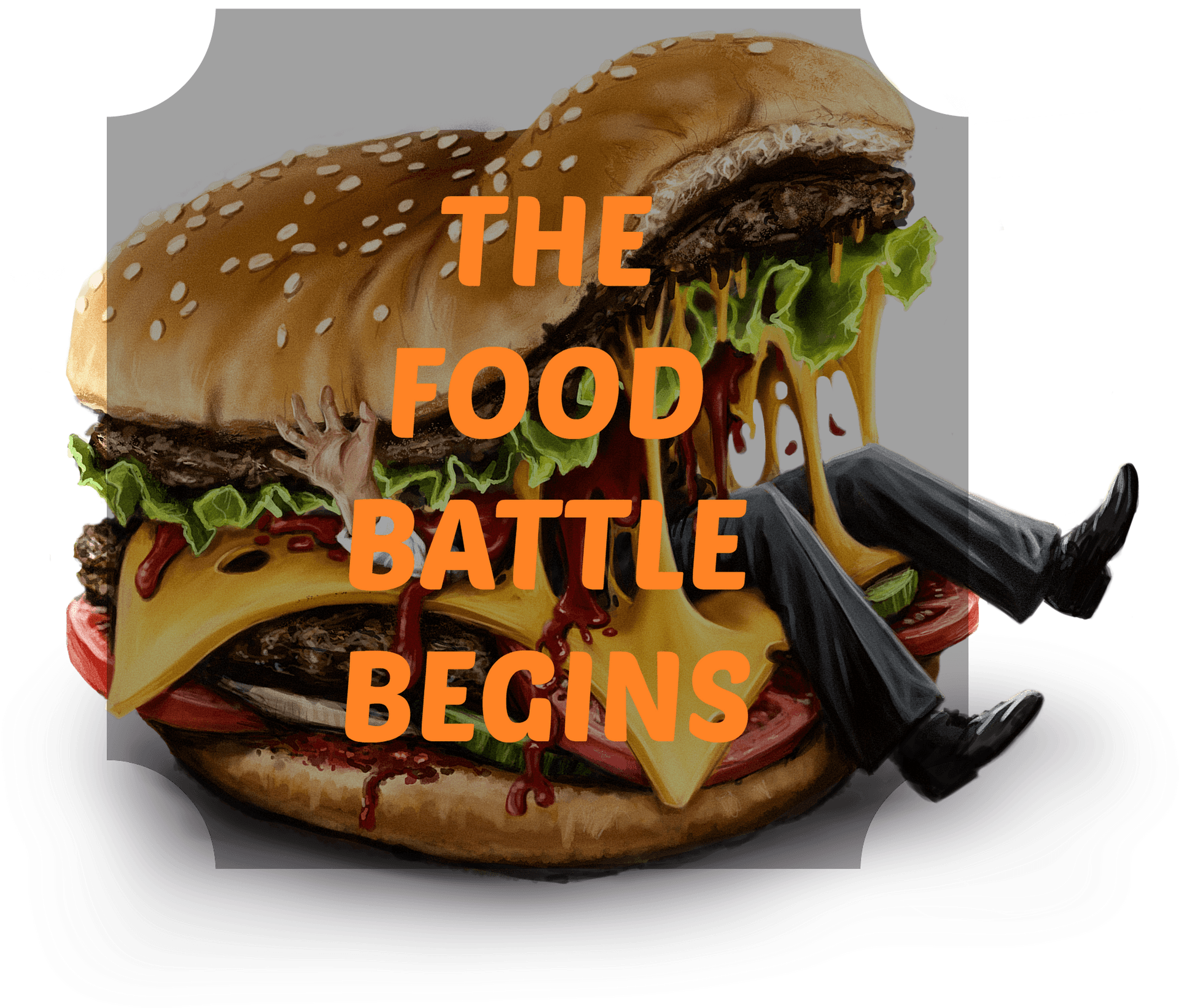 Food Battle Cheeseburger Confrontation PNG Image