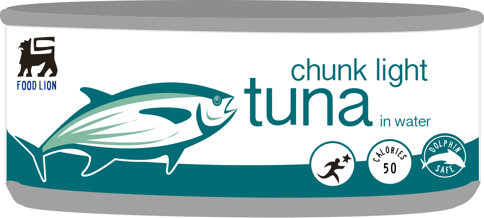 Food Lion Chunk Light Tuna Can Label PNG Image