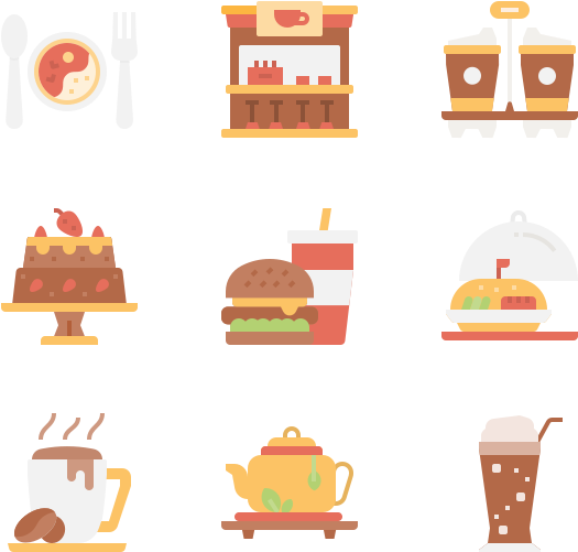 Foodand Beverage Icons Set PNG Image