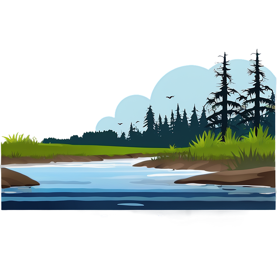 Forest Riverbank Clipart Png Vsd97 PNG Image