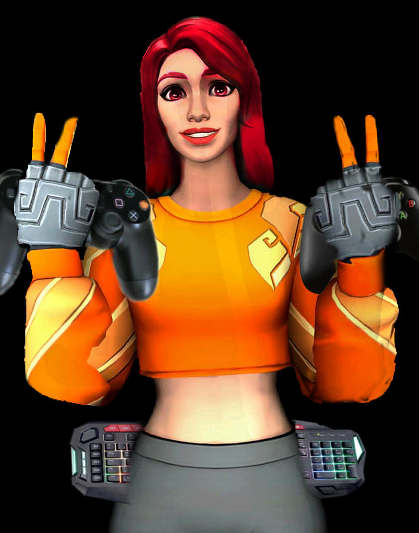 Fortnite Gamer Girl Character Pose PNG Image