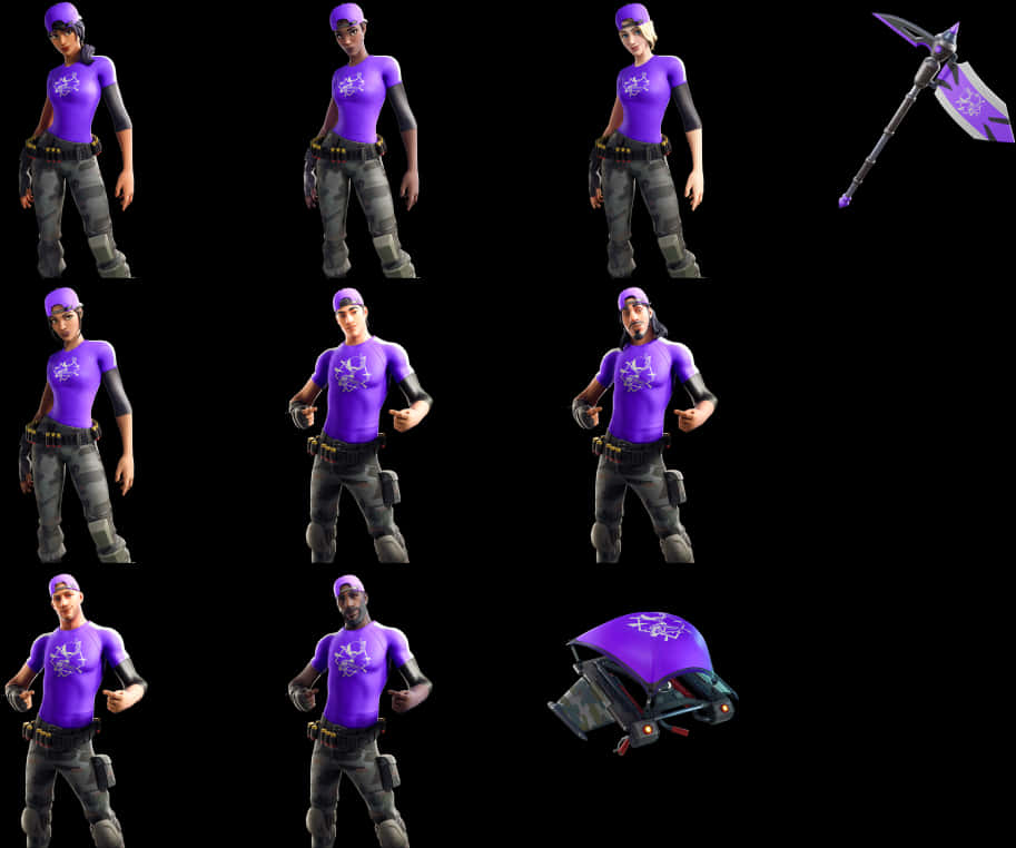 Fortnite Purple Skull Trooper Skinand Accessories PNG Image