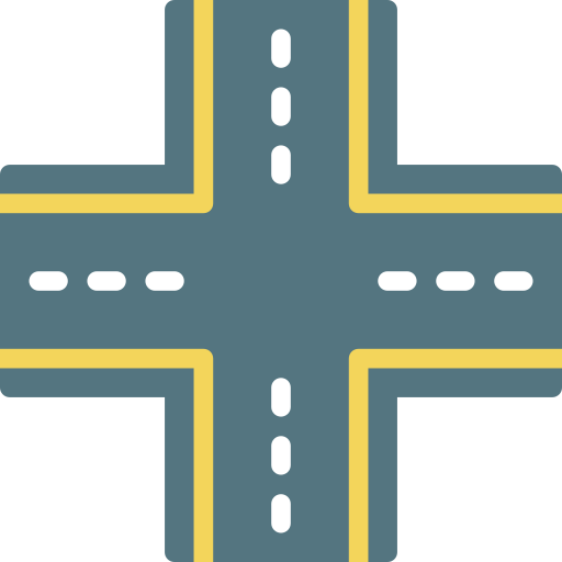 Four Way Intersection Graphic PNG Image