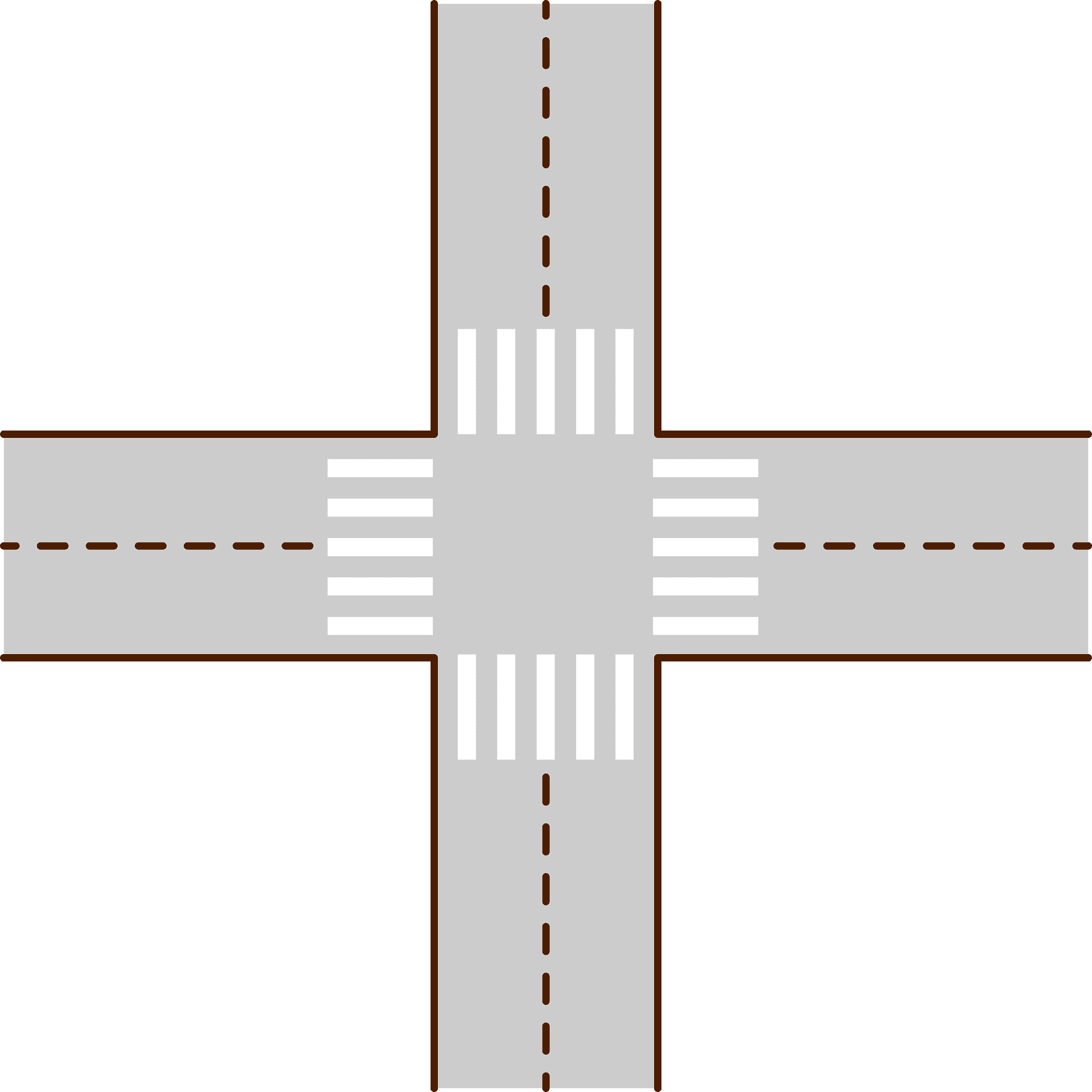 Four Way Intersection Graphic PNG Image