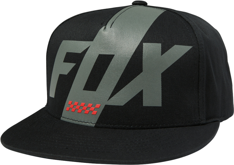 Fox Branded Black Snapback Cap PNG Image