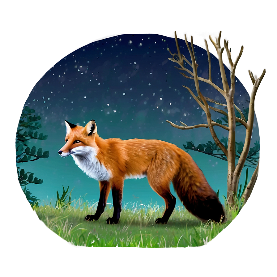 Fox By Moonlight Png 05062024 PNG Image