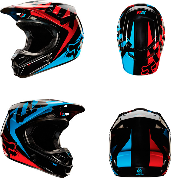 Fox Racing Motocross Helmet Multiple Views PNG Image