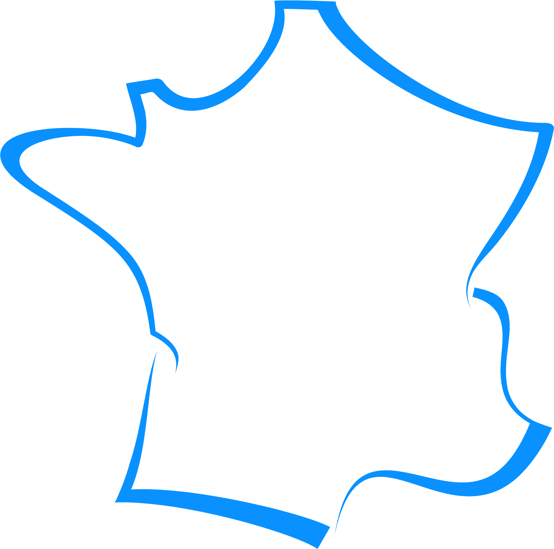 France Outline Map Blue PNG Image