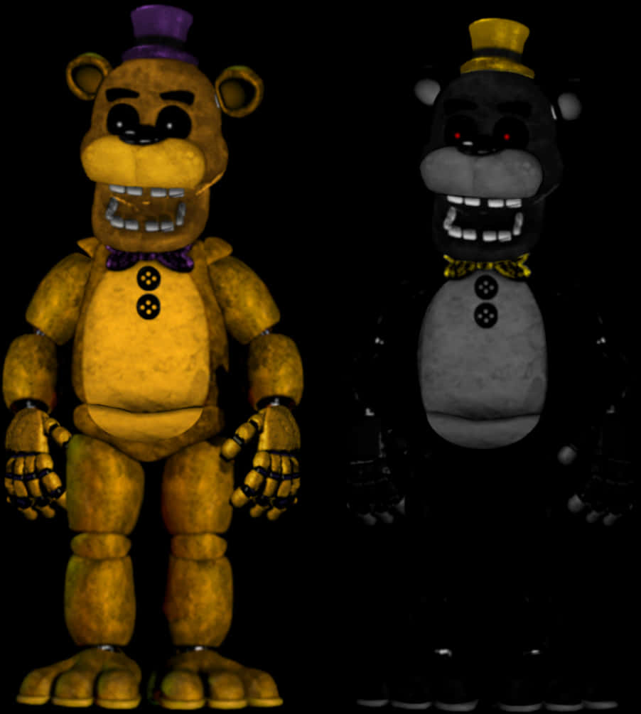 Freddy Fazbear Duo Darkness PNG Image