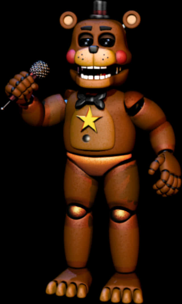 Freddy Fazbear Holding Microphone PNG Image