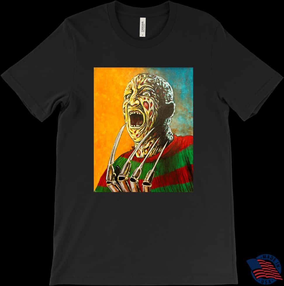 Freddy Krueger Scream Tshirt Design PNG Image