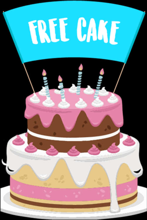 Free Cake Birthday Celebration Illustration PNG Image