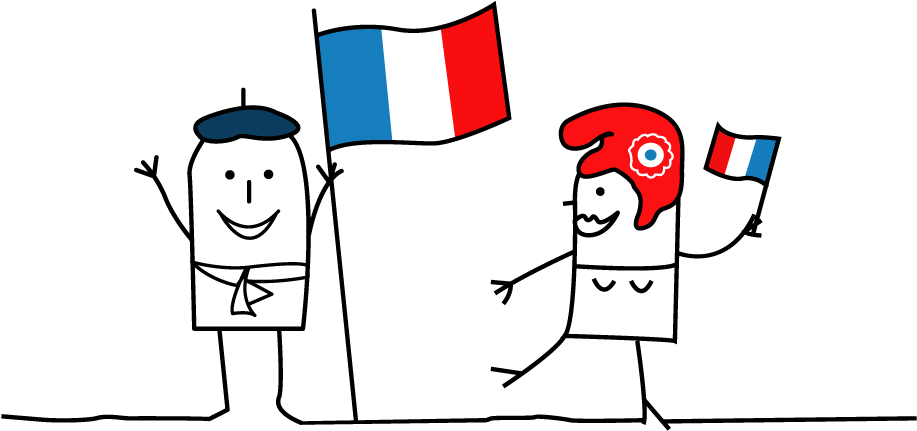 French Celebration Cartoon Characters PNG Image