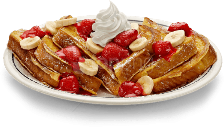 French Toastwith Fruit Toppingand Whipped Cream PNG Image