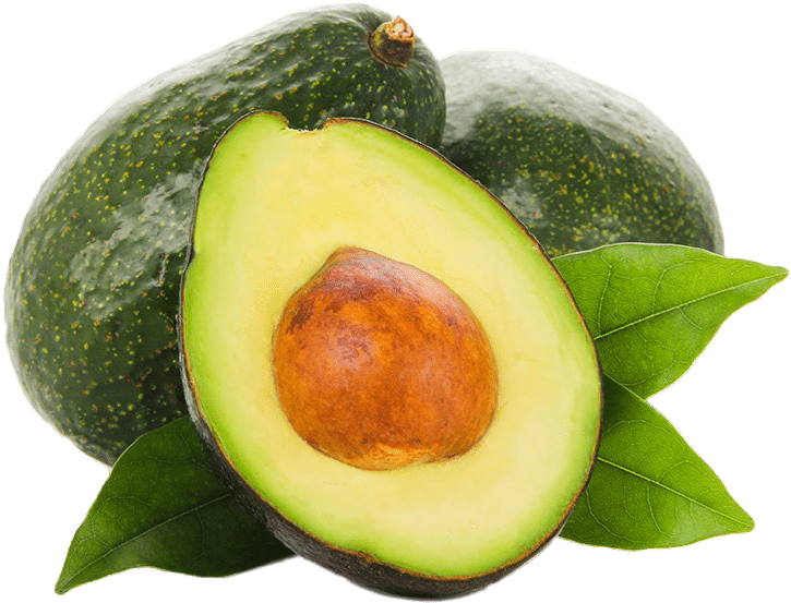 Fresh Avocado Halfand Wholewith Leaves PNG Image