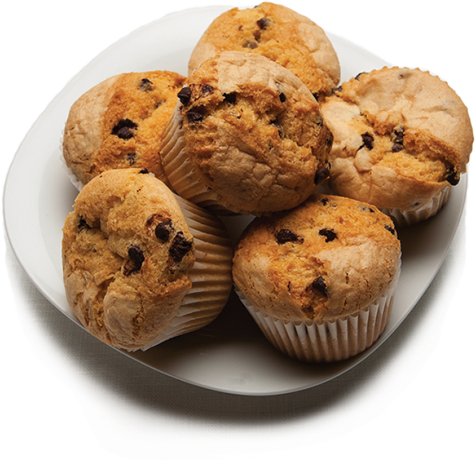 Fresh Baked Chocolate Chip Muffins PNG Image