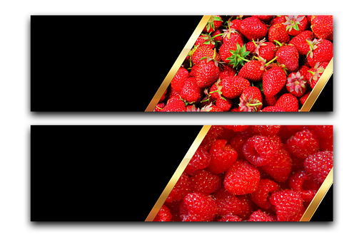 Fresh Berries Diptych PNG Image