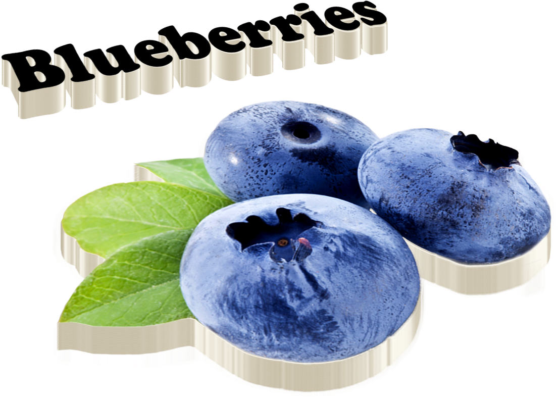 Fresh Blueberrieswith Leaves PNG Image