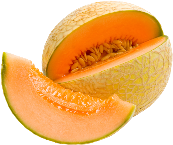 Fresh Cantaloupe Sliceand Section PNG Image