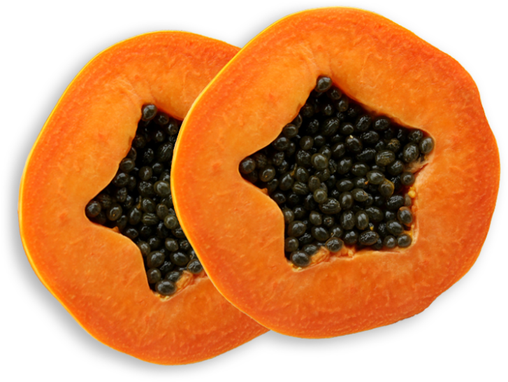 Fresh Cut Papaya Halves PNG Image