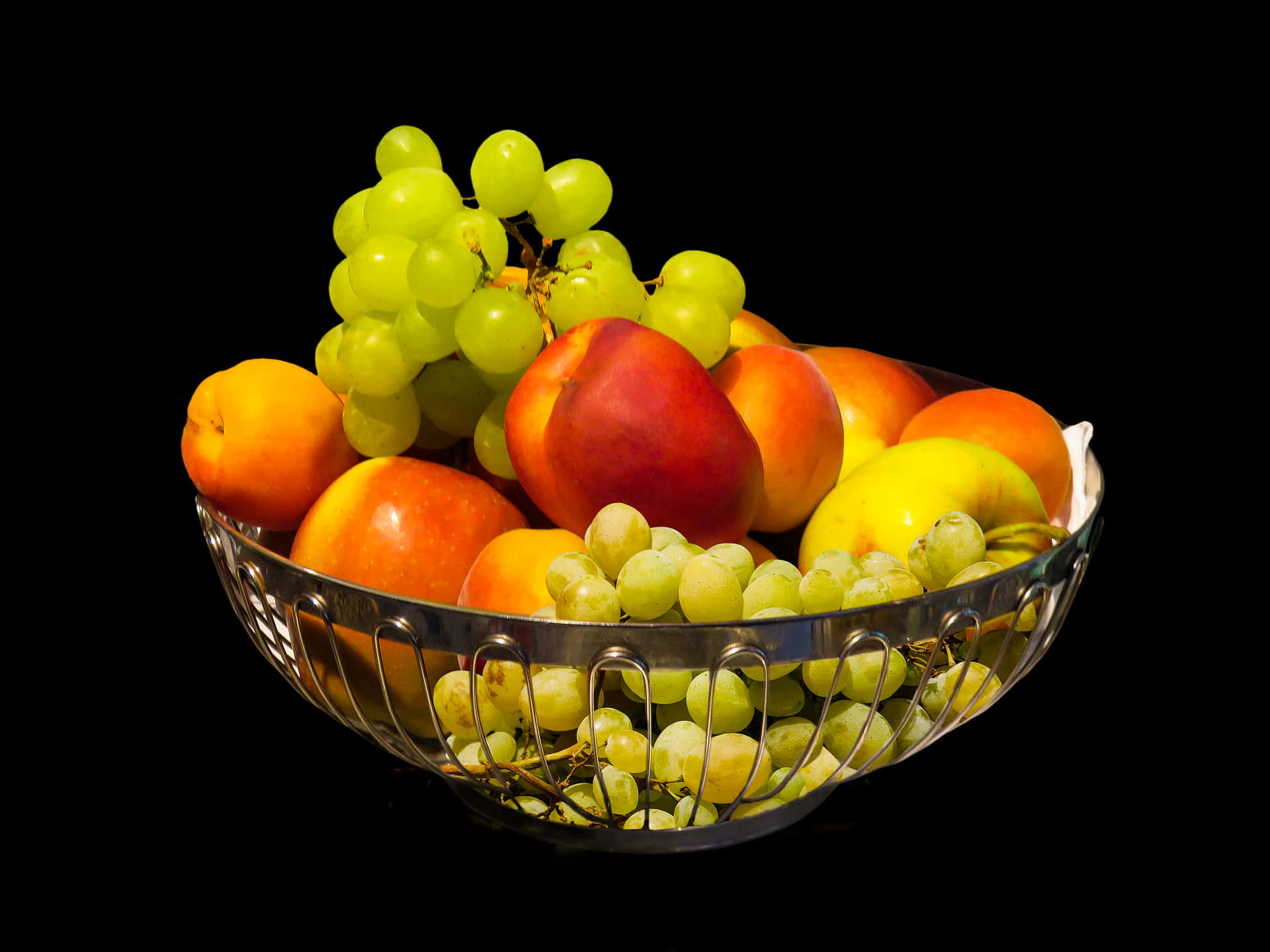 Fresh Fruit Bowl Black Background PNG Image