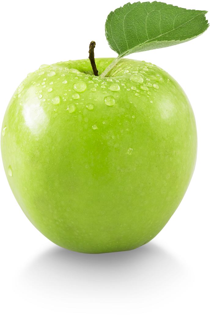 Fresh Green Applewith Water Droplets.png PNG Image