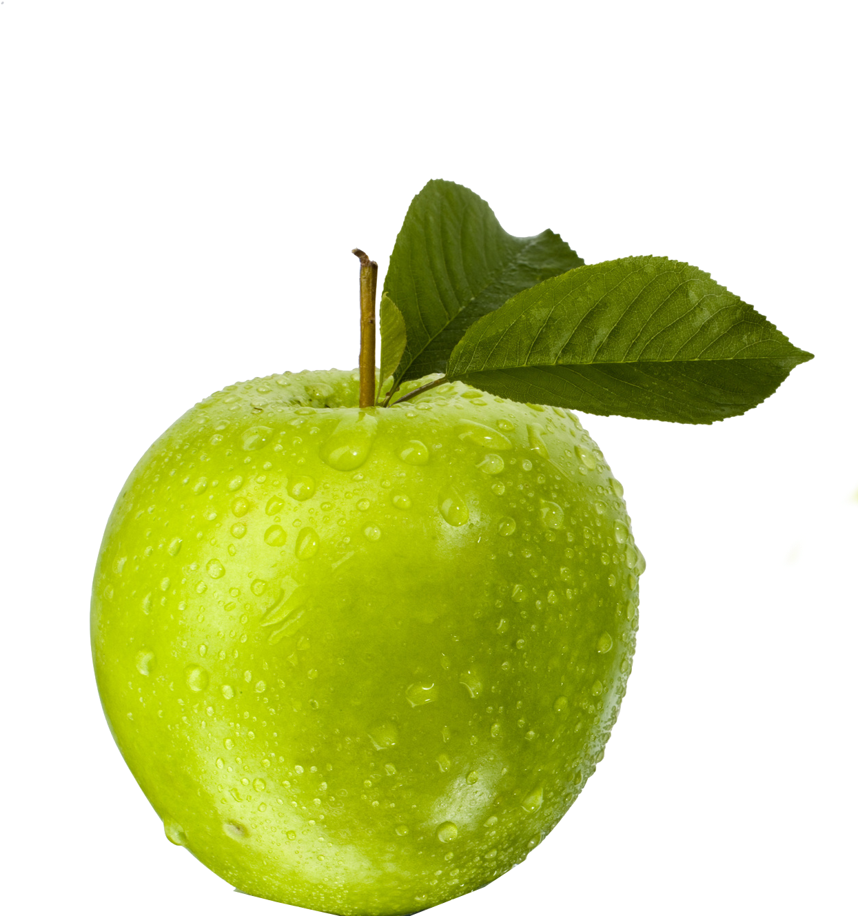 Fresh Green Applewith Water Droplets.png PNG Image