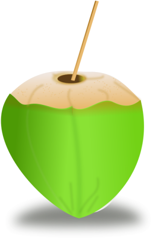 Fresh Green Coconut With Straw PNG Image