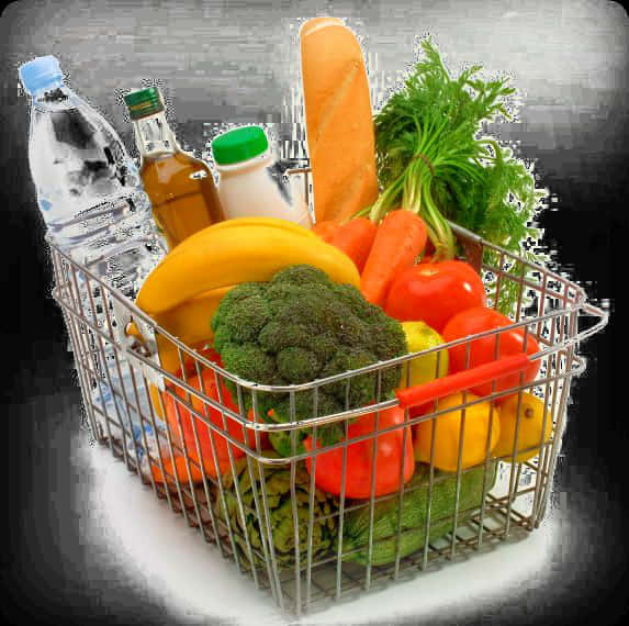 Fresh Grocery Shopping Basket.jpg PNG Image