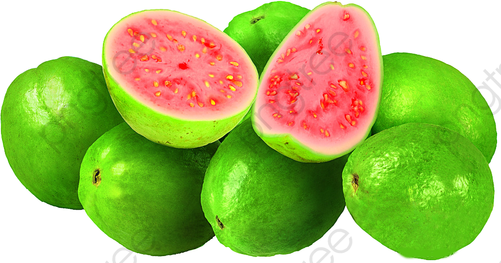 Fresh Guava Fruit Halvedand Whole PNG Image