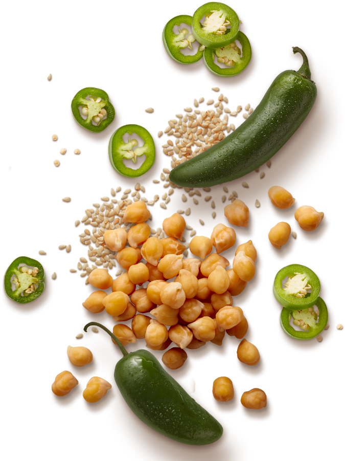 Fresh Hummus Ingredients Floating PNG Image