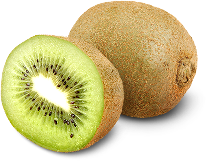 Fresh Kiwi Fruit Halvedand Whole PNG Image