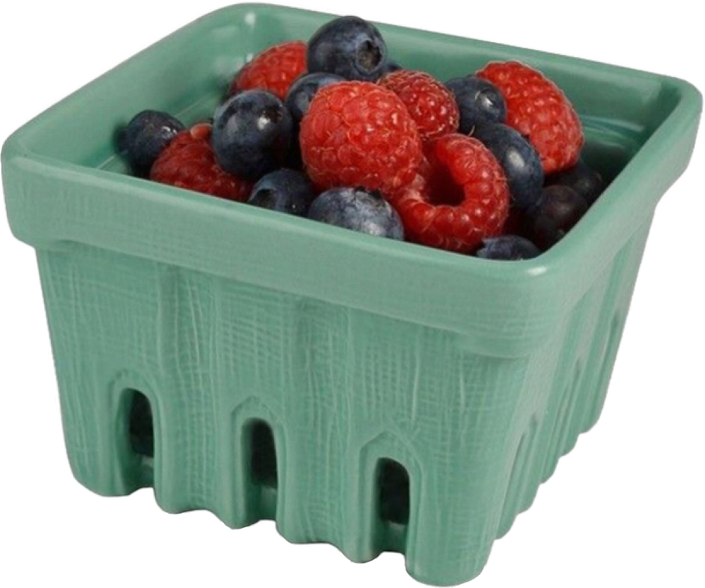 Fresh Mixed Berriesin Green Basket PNG Image