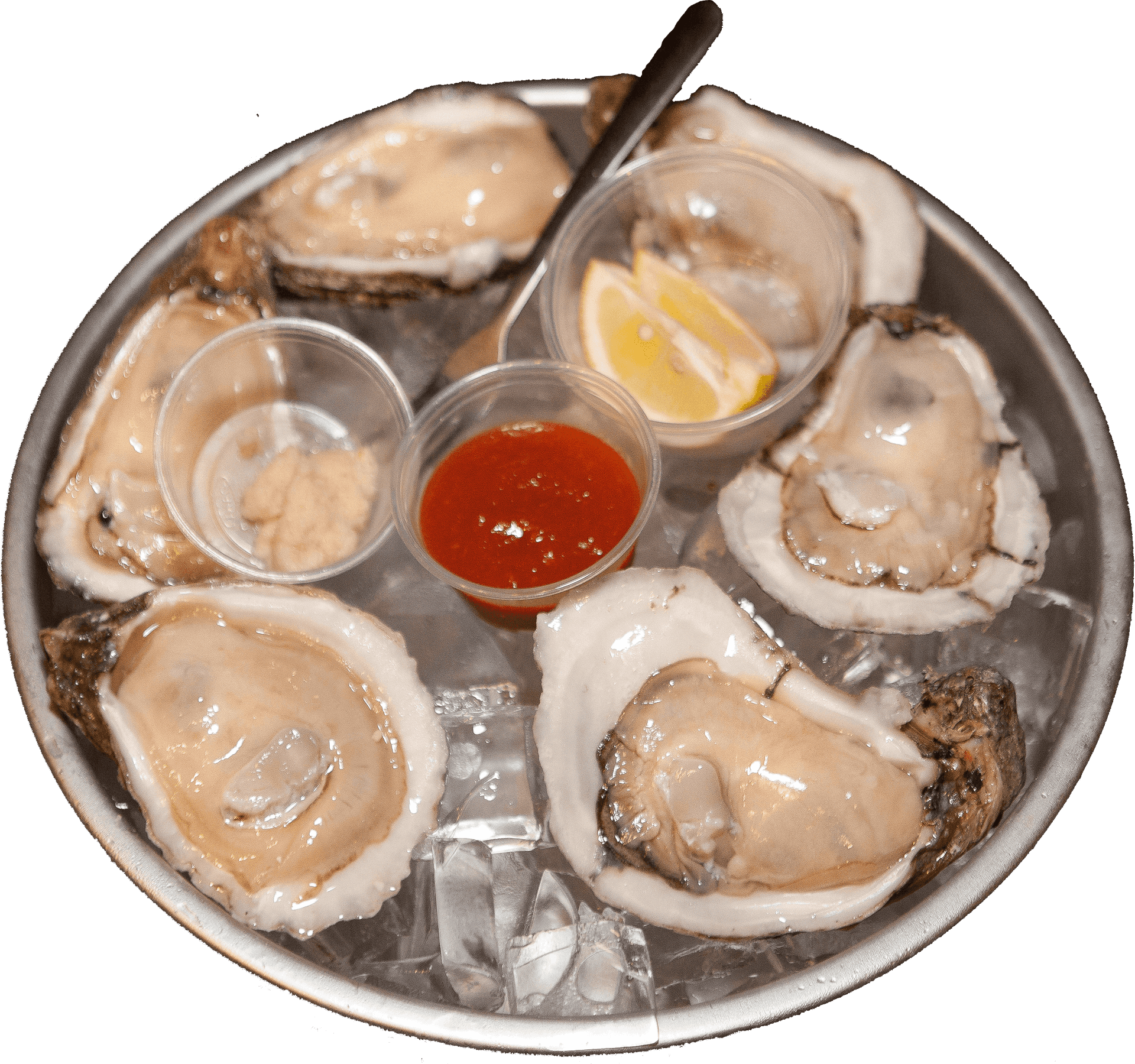 Fresh Oysterson Icewith Condiments PNG Image