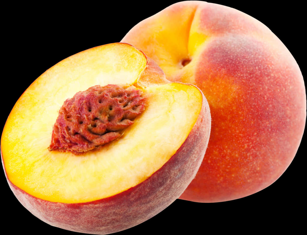 Fresh Peachand Halfwith Pit PNG Image