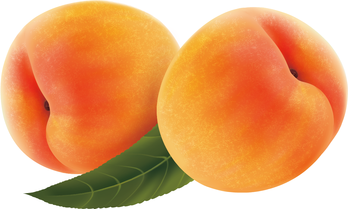 Fresh Peacheswith Leaf PNG Image