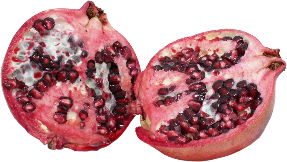 Fresh Pomegranate Halves PNG Image