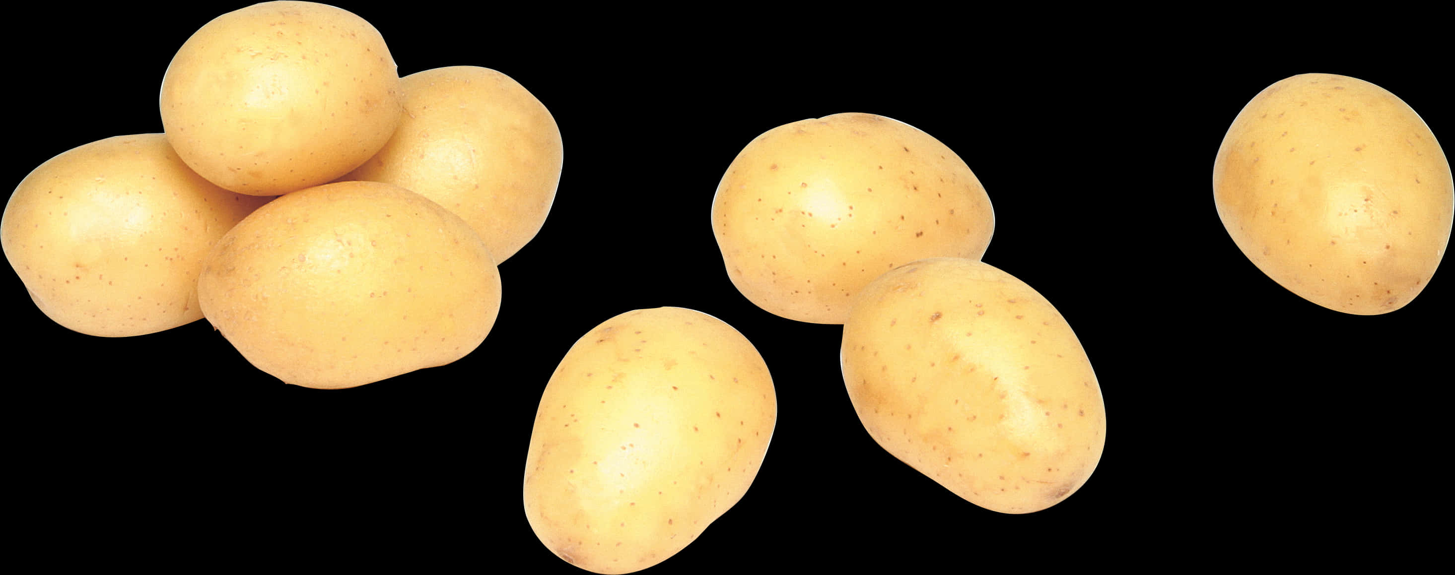 Fresh Potatoes Isolatedon Black Background PNG Image