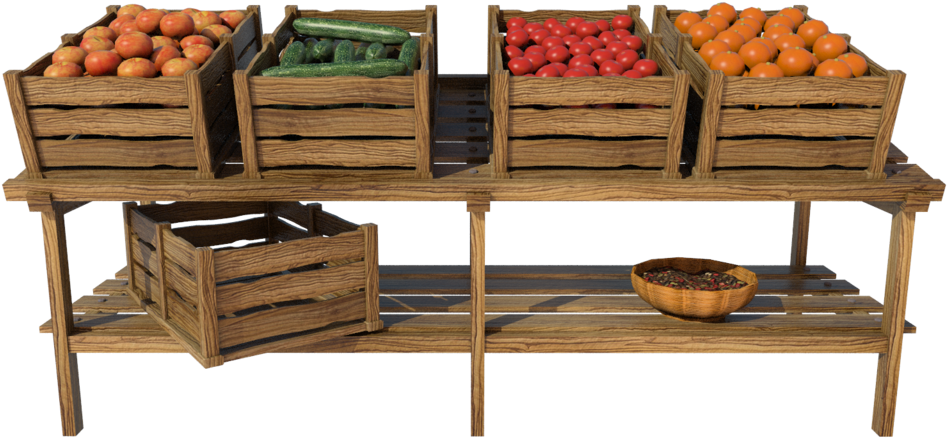 Fresh Produce Market Stand3 D Render PNG Image