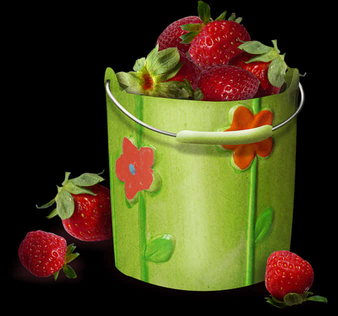 Fresh Strawberriesin Decorative Bucket PNG Image