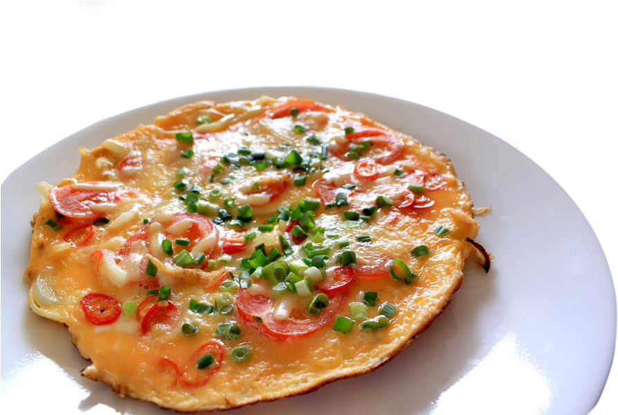 Fresh Vegetable Omelette Plate PNG Image