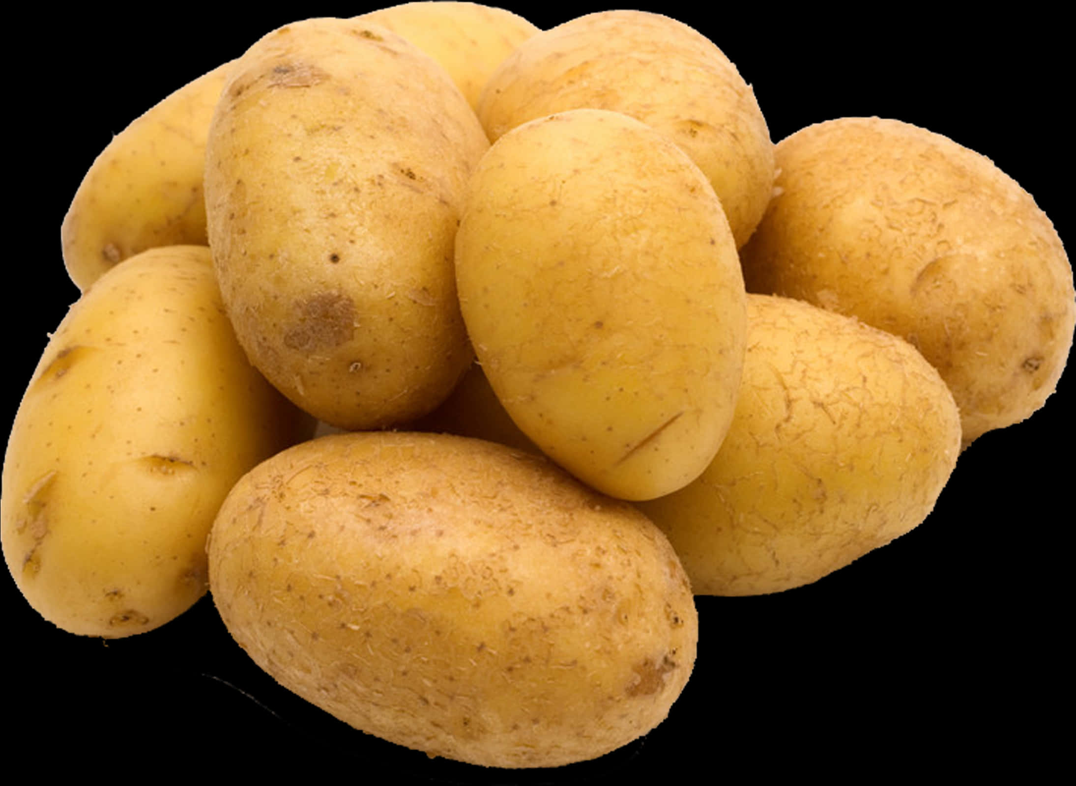 Fresh Yellow Potatoes Black Background PNG Image