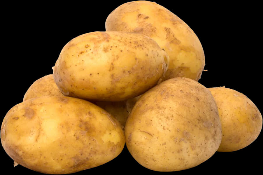 Fresh Yellow Potatoes Black Background PNG Image