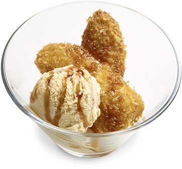 Fried Banana Ice Cream Dessert PNG Image