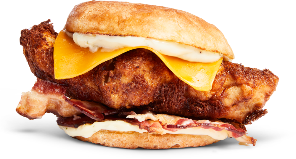 Fried Chicken Cheese Bacon Sandwich PNG Image