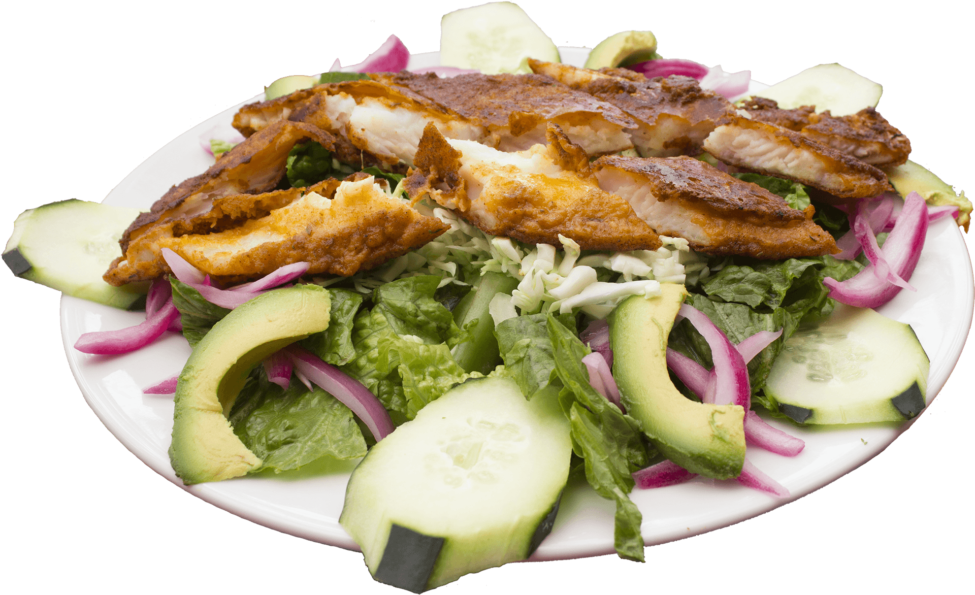 Fried Fish Salad Plate.png PNG Image