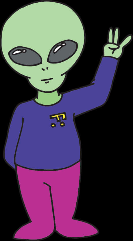 Friendly Cartoon Alien Gesture PNG Image